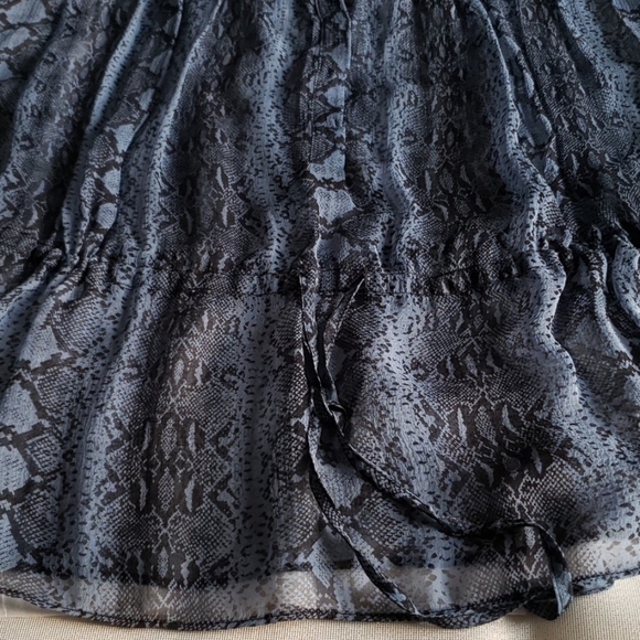 Rebecca Taylor New SILK Drawstring Blouse Top Long Sleeves Sheer Blue Womens🎉HP - Picture 12 of 15